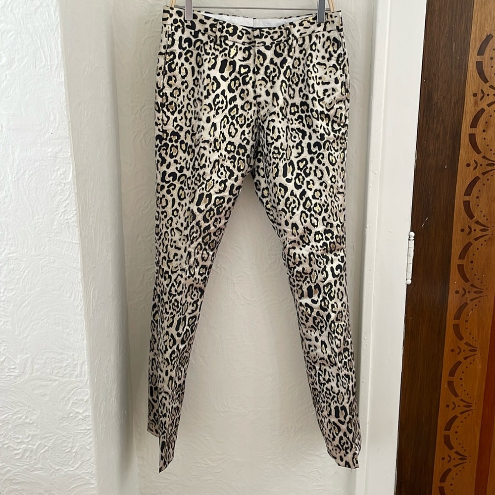 BIARELLI Women's Leopard Print Mid-Rise Bootcut Pants Size 32 In Black/White